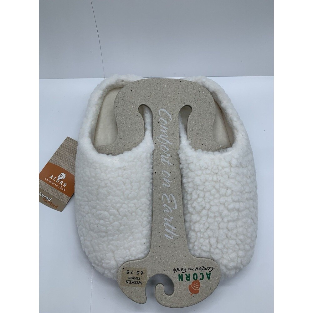 NET Acorn Comfort On Earth Sherpa Slippers Women’s 6.5-7.5 White